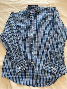 Izod Men's Blue Plaid Button-Down Shirt